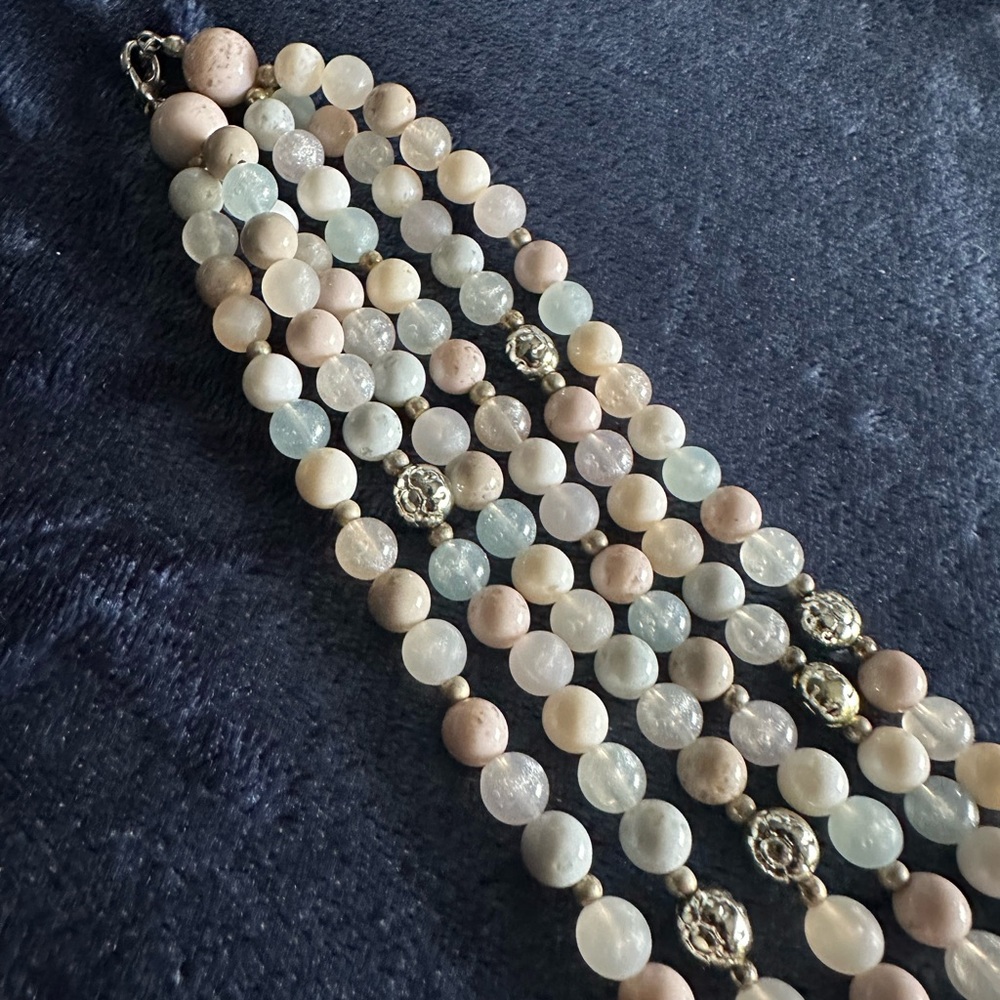 Multi-Strand Pastel Beaded Necklace with Silver Accents - Picture 12 of 15